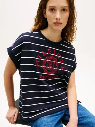 アーチロゴ ストライプ ドルマンスリーブ Tシャツ