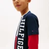 キッズ 縦ストライプ カラーブロック ロゴ Tシャツ