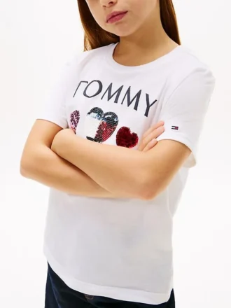 キッズ シーキン ハート ロゴ Tシャツ