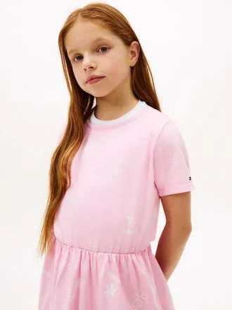 キッズ用 春用グラフィックTシャツワンピース