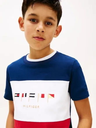 キッズ用マルチフラッグロゴ カラーブロックTシャツ