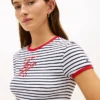 スクリプトモノグラム ストライプ リンガーTシャツ