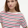 ストライプ ゴールドボタン インターロック Tシャツ