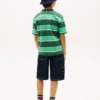 アブストラクト・フローラルプリント・ストライプTシャツ