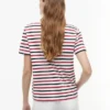 ストライプ ゴールドボタン インターロック Tシャツ