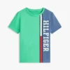 キッズ 縦ストライプ カラーブロック ロゴ Tシャツ