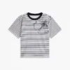 アブストラクト・フローラルプリント・ストライプTシャツ