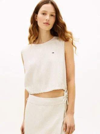 Tommy Jeans サイドタイ リネンブレンドトップス