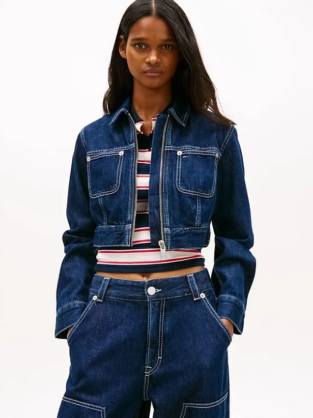 Tommy Jeans クロップドデニムジップジャケット Tommy Jeans クロップドデニムジップジャケット
