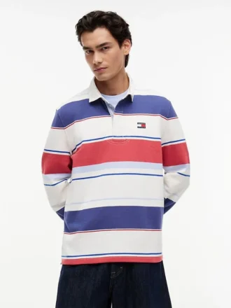Tommy Jeans リラックス ストライプ ラグビー ポロシャツ