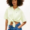 Tommy Jeans タイフロント リネンブレンドシャツ