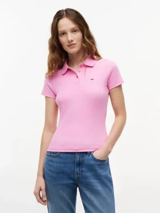 Tommy Jeans スリムフィット リブニット ポロシャツ
