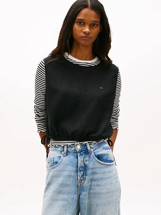 Tommy Jeans サイドタイ リネンブレンドトップス Tommy Jeans サイドタイ リネンブレンドトップス