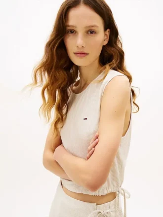 Tommy Jeans サイドタイ リネンブレンドトップス