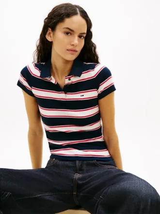 Tommy Jeans スリムフィット リブニット ポロシャツ