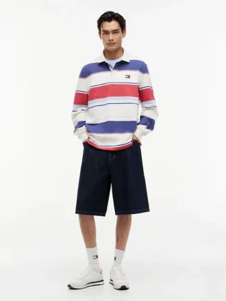 Tommy Jeans リラックス ストライプ ラグビー ポロシャツ
