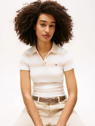 Tommy Jeans スリムフィット リブニット ポロシャツ