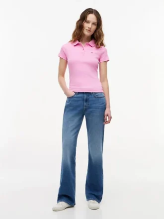 Tommy Jeans スリムフィット リブニット ポロシャツ