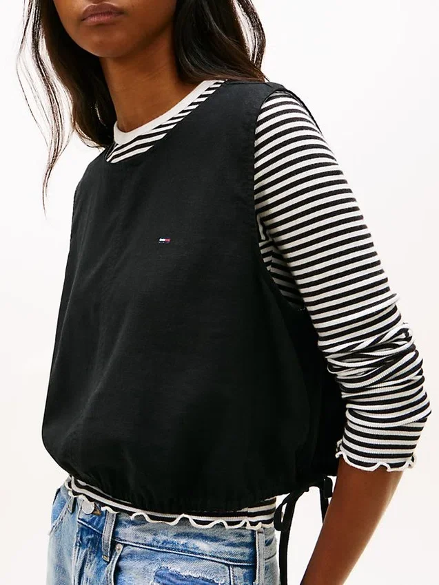 Tommy Jeans サイドタイ リネンブレンドトップス Tommy Jeans サイドタイ リネンブレンドトップス