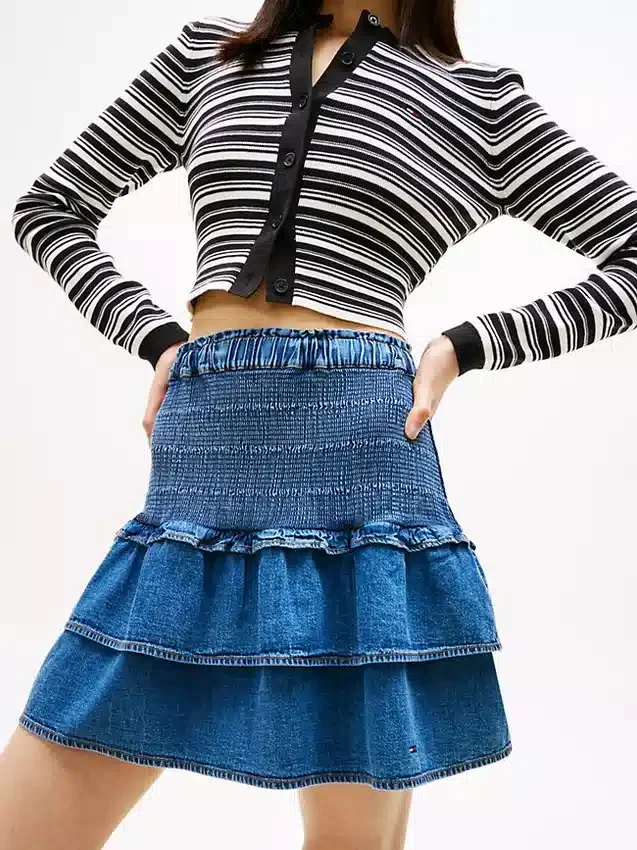 Tommy Jeans ティアード・シャンブレー・ミニスカート Tommy Jeans ティアード・シャンブレー・ミニスカート