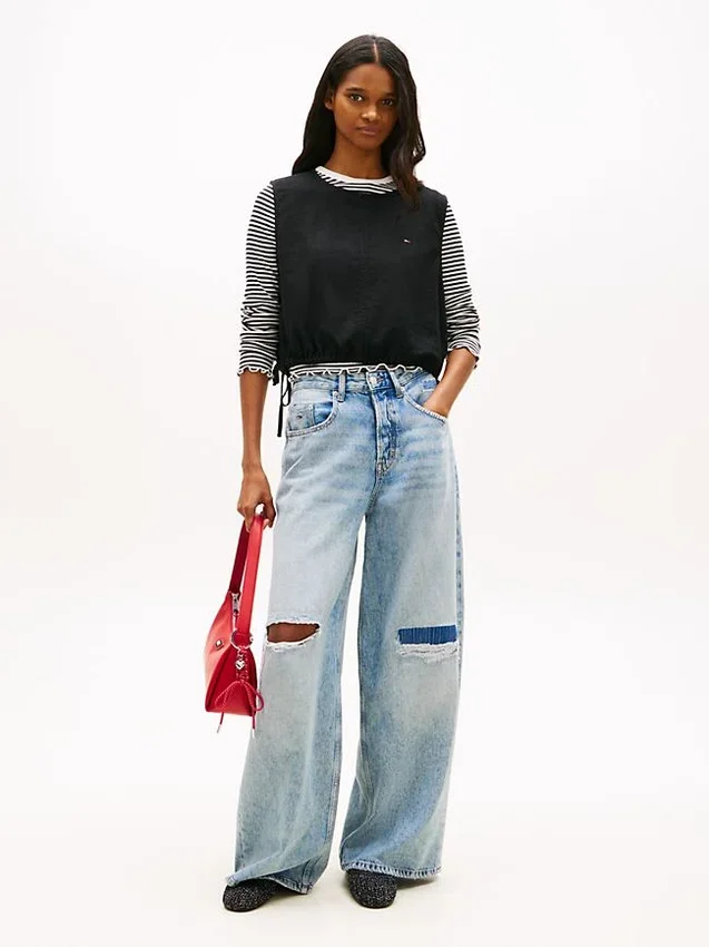 Tommy Jeans サイドタイ リネンブレンドトップス Tommy Jeans サイドタイ リネンブレンドトップス