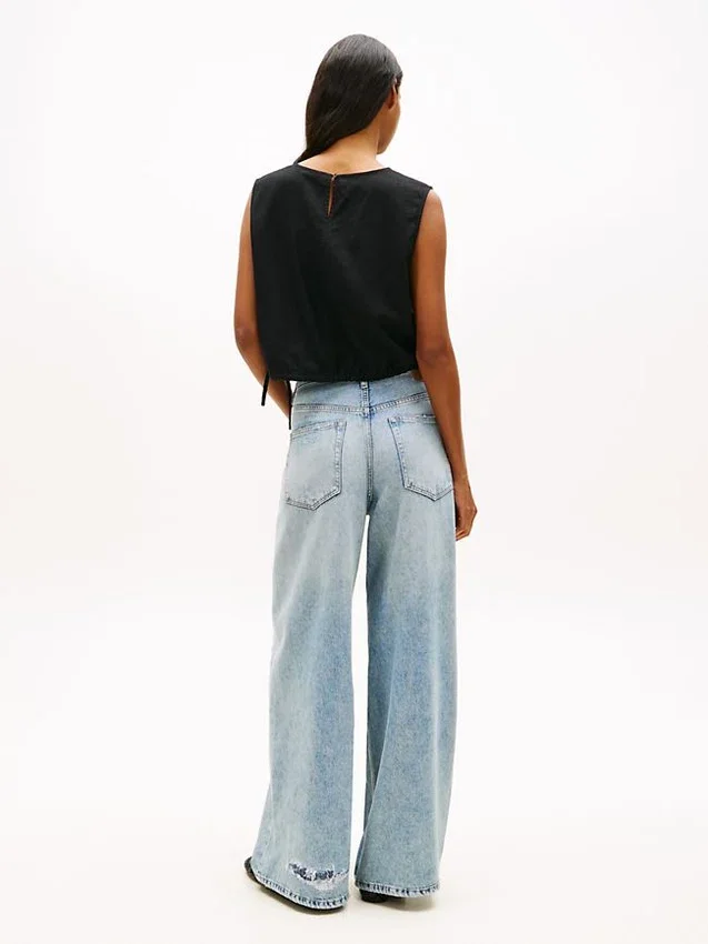 Tommy Jeans サイドタイ リネンブレンドトップス Tommy Jeans サイドタイ リネンブレンドトップス