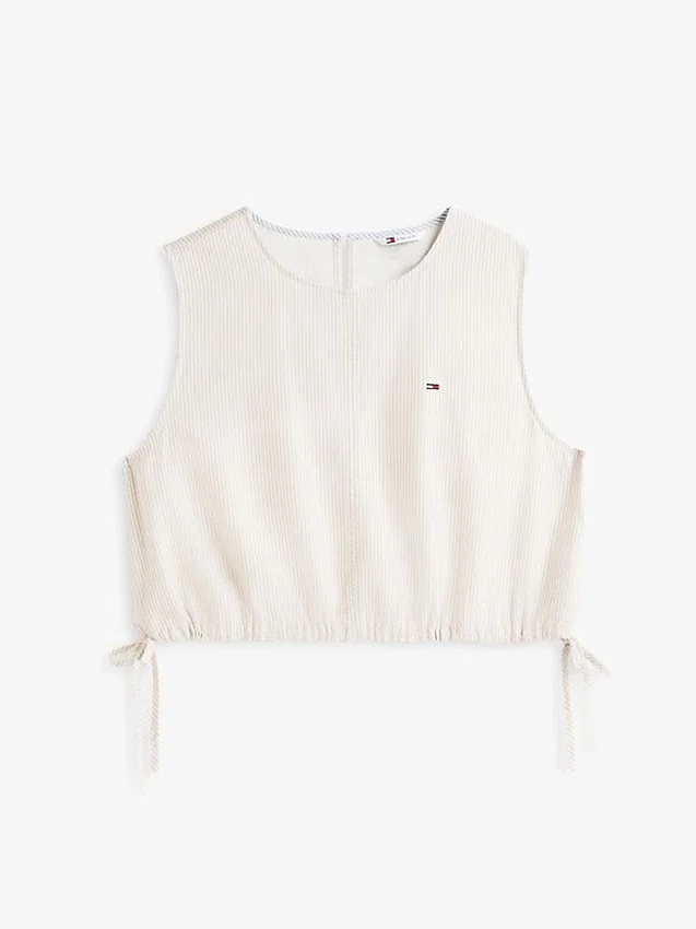 Tommy Jeans サイドタイ リネンブレンドトップス Tommy Jeans サイドタイ リネンブレンドトップス