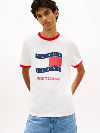 Tommy Jeans ウェービー・フラッグ・リンガーTシャツ