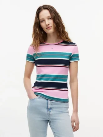 Tommy Jeans スリムストレッチリブTシャツ