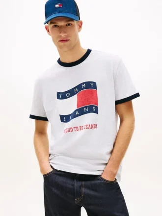 Tommy Jeans ウェイビー・フラッグ・リンガーTシャツ