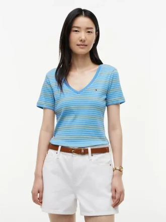 Vネック ストライプ フェイバリット Tシャツ