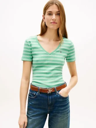 ストライプ Vネック フェイバリット Tシャツ