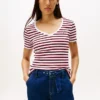 Vネック ストライプ フェイバリット Tシャツ Vネック ストライプ フェイバリット Tシャツ