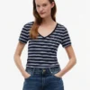 ストライプ Vネック フェイバリット Tシャツ ストライプ Vネック フェイバリット Tシャツ