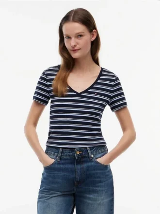 ストライプ Vネック フェイバリット Tシャツ