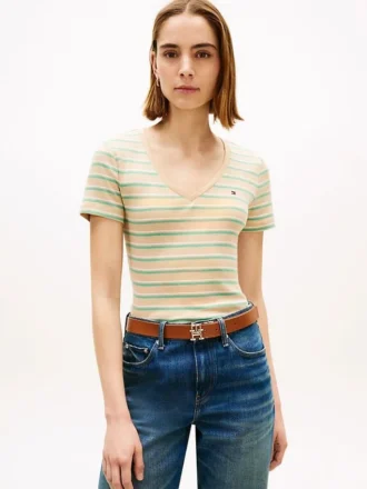 ストライプ Vネック フェイバリット Tシャツ