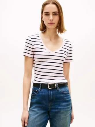 ストライプ Vネック フェイバリット Tシャツ