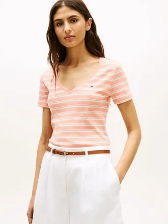 ストライプ Vネック フェイバリット Tシャツ