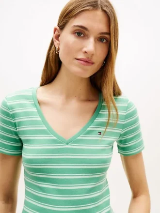 ストライプ Vネック フェイバリット Tシャツ