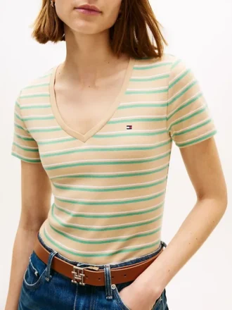 ストライプ Vネック フェイバリット Tシャツ