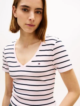 ストライプ Vネック フェイバリット Tシャツ