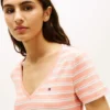 ストライプ Vネック フェイバリット Tシャツ