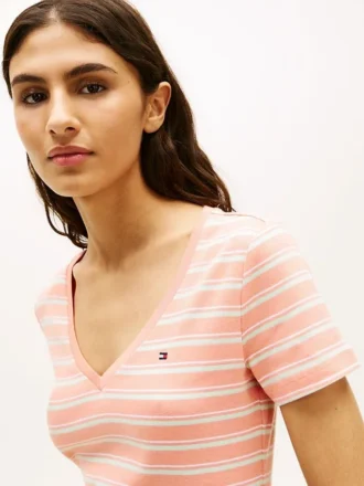 ストライプ Vネック フェイバリット Tシャツ