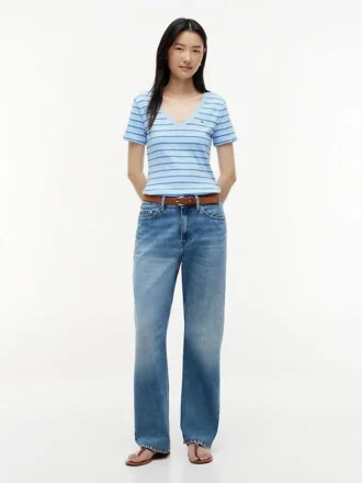 ストライプ Vネック フェイバリット Tシャツ